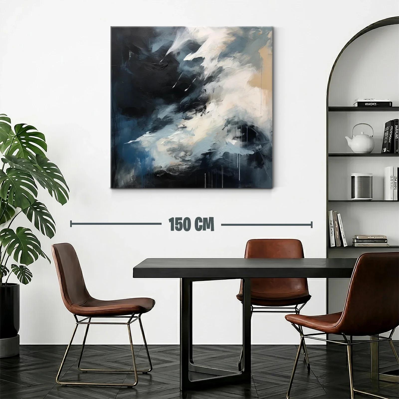 Cuadro abstracto en tonos oscuros y claros para ambientes modernos — miniatura 2