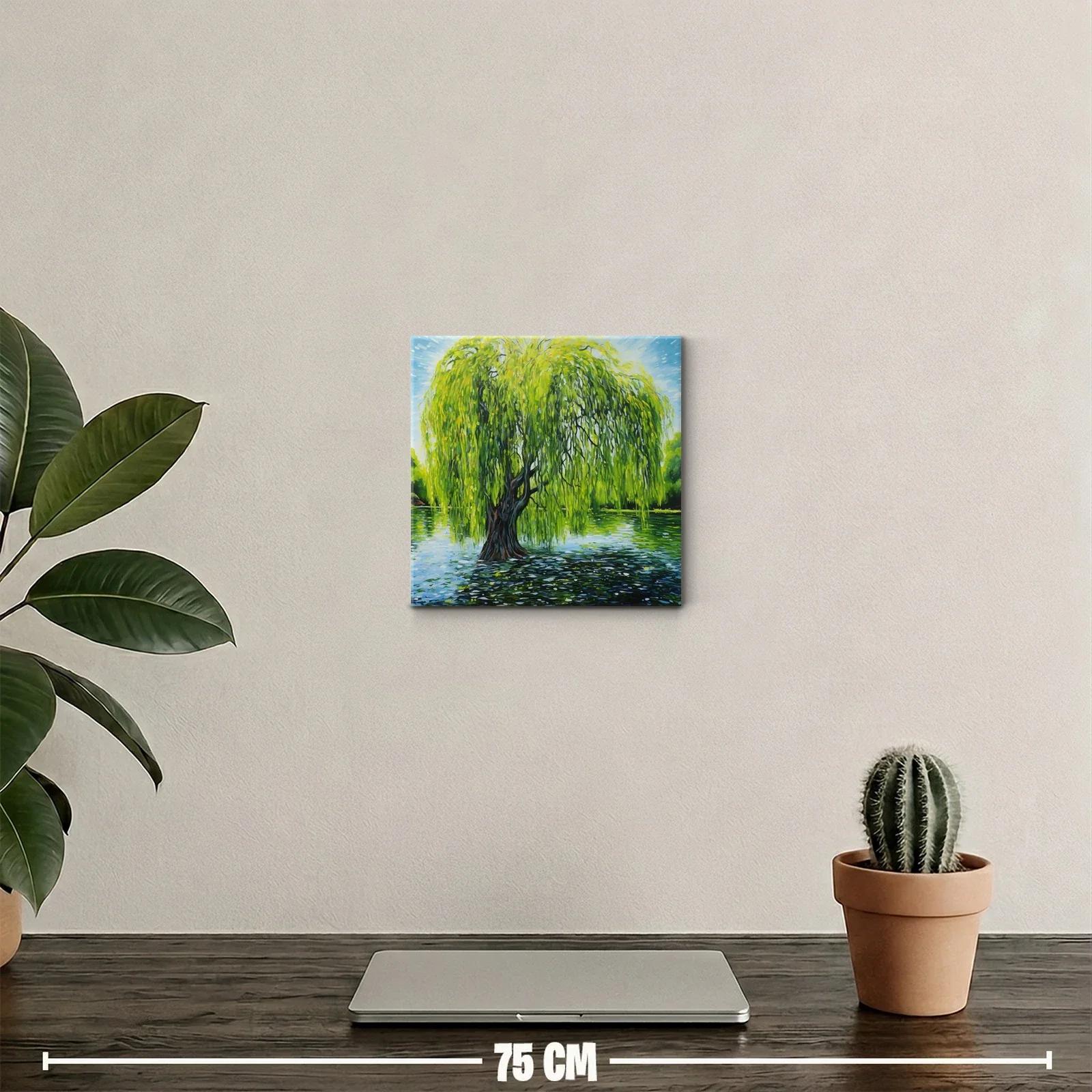 Árbol de sauce sobre el agua con luz vibrante — miniatura 2