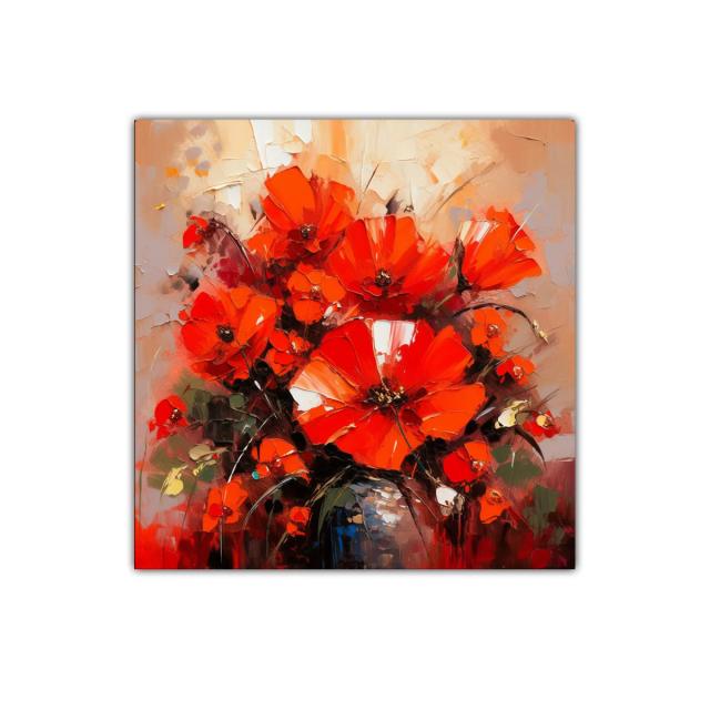 Cuadro decorativo con vibrante ramo de flores rojas