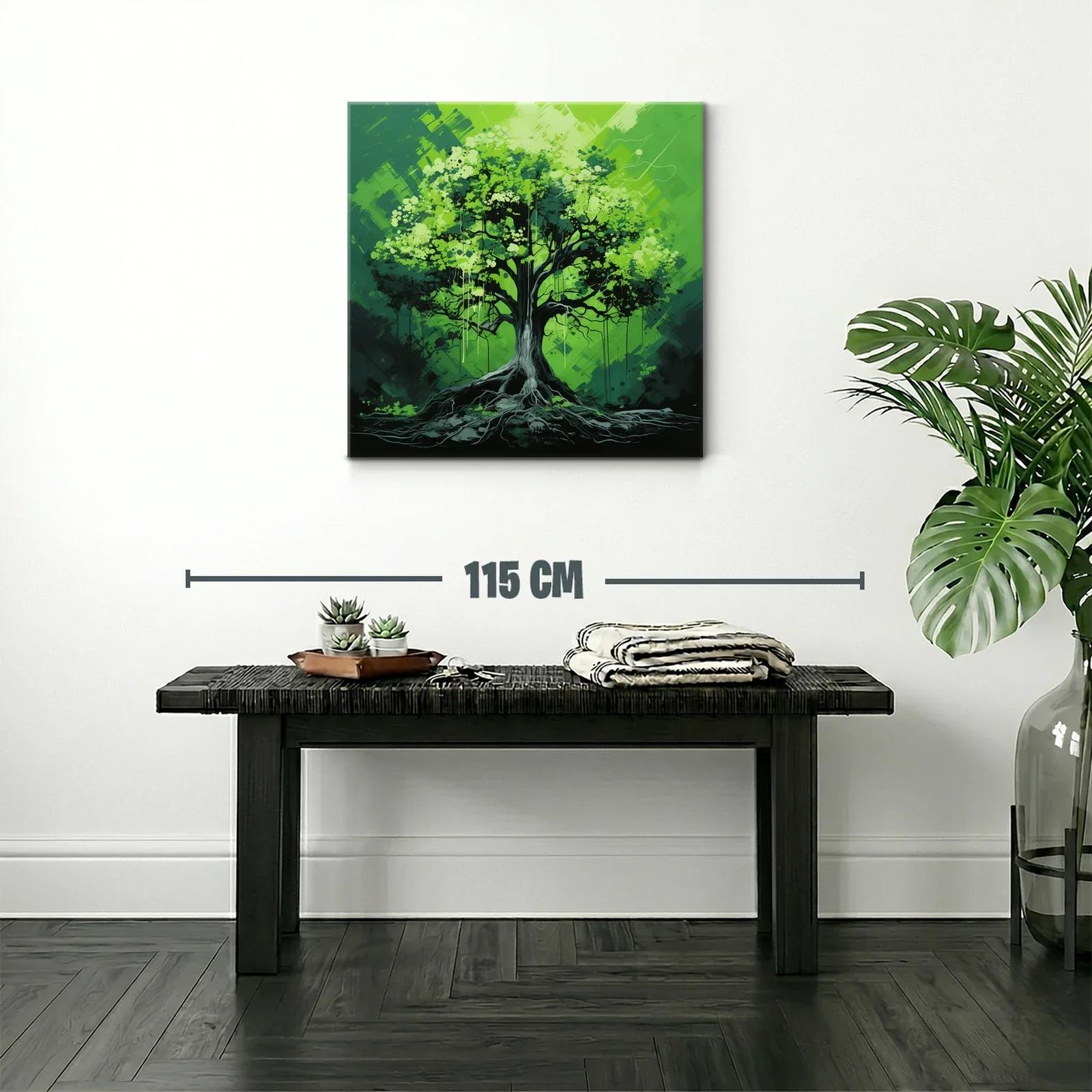 Cuadro árbol verde con raíces y copa frondosa — miniatura 2