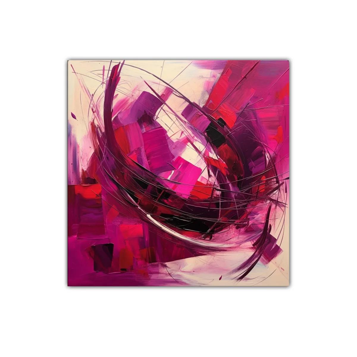 Cuadro abstracto en vibrantes tonos rosas y rojos — miniatura 1