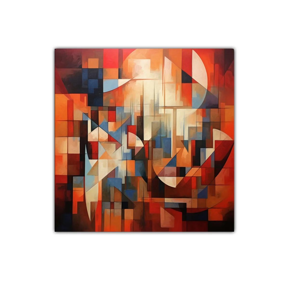 Arte geométrico vibrante con tonos cálidos y fríos — imagen principal