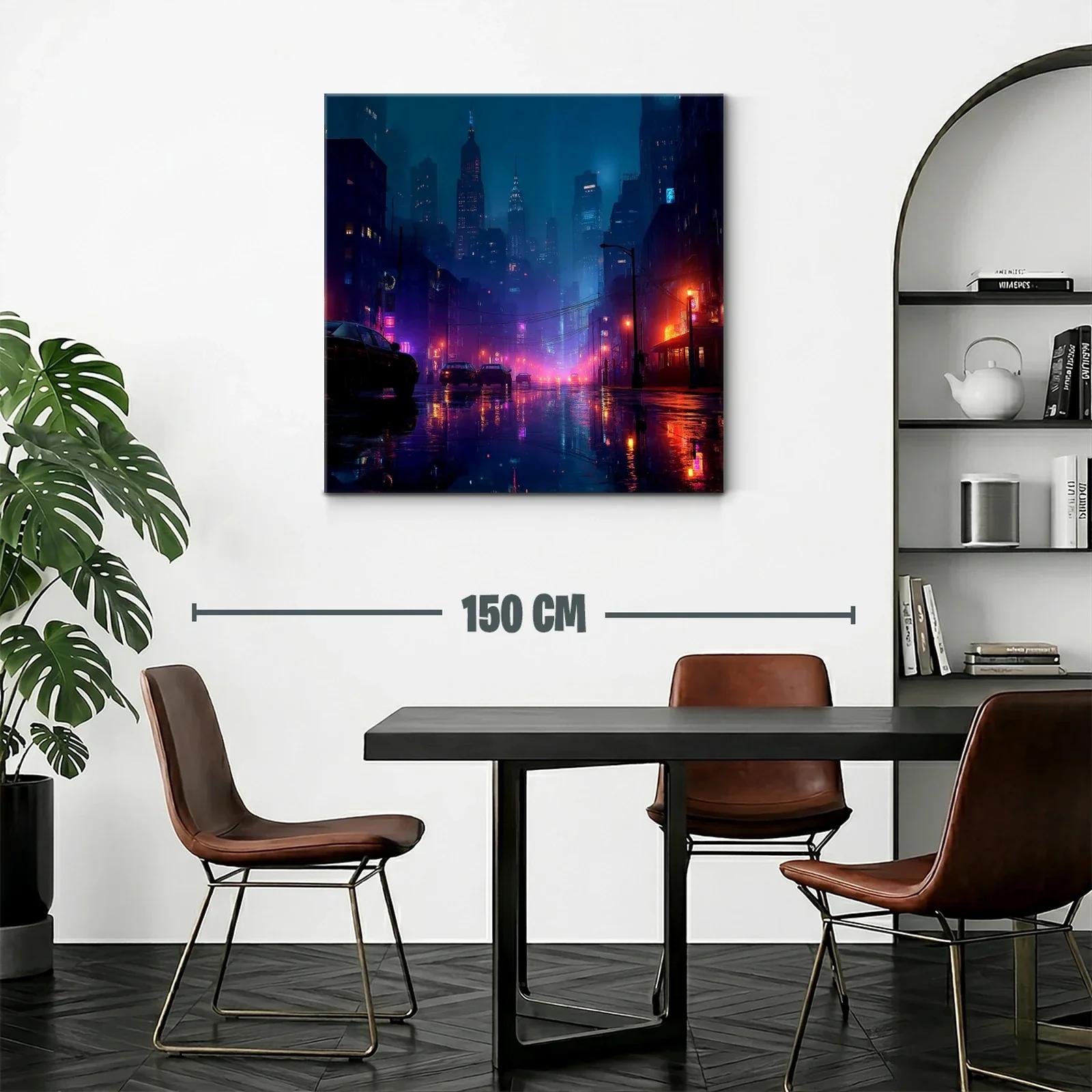 Paisaje urbano nocturno con luces de neón vibrantes — miniatura 2