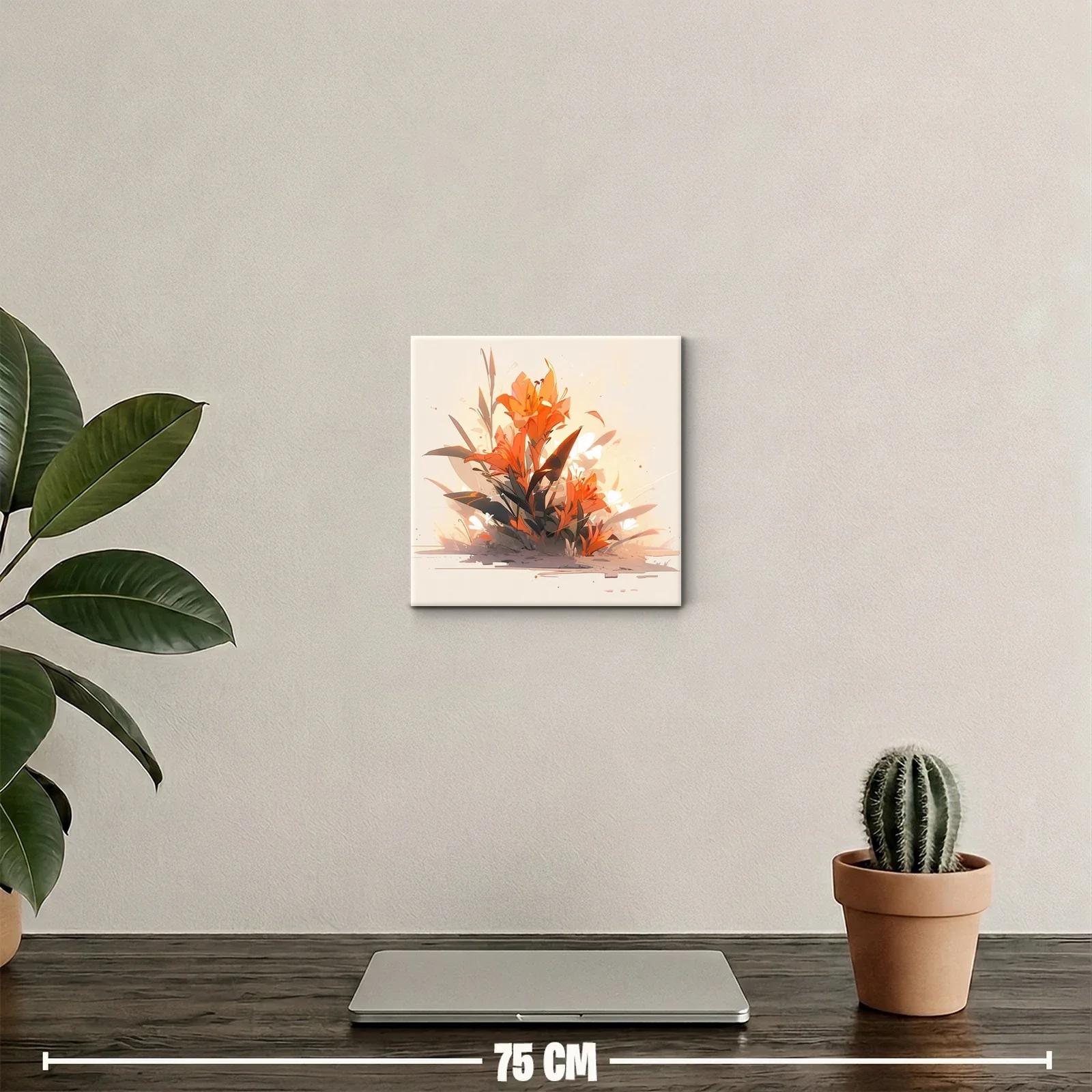 Cuadro decorativo de flores en tonos cálidos y vibrantes — miniatura 2