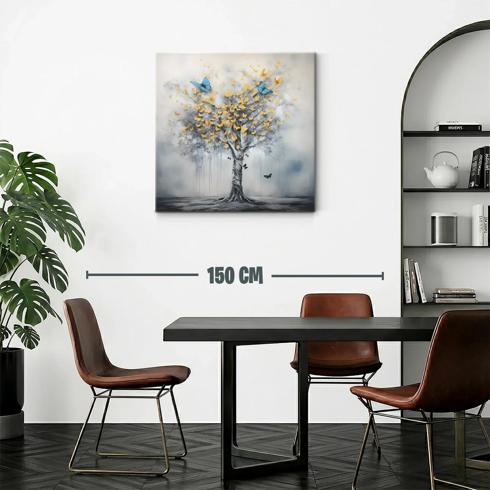Árbol con mariposas doradas y azules en movimiento — miniatura 2