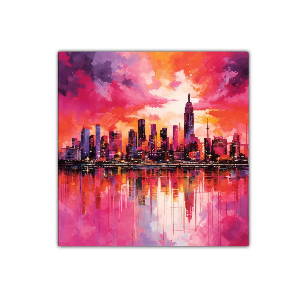 Atardecer vibrante en skyline urbano con reflejos intensos — miniatura 1