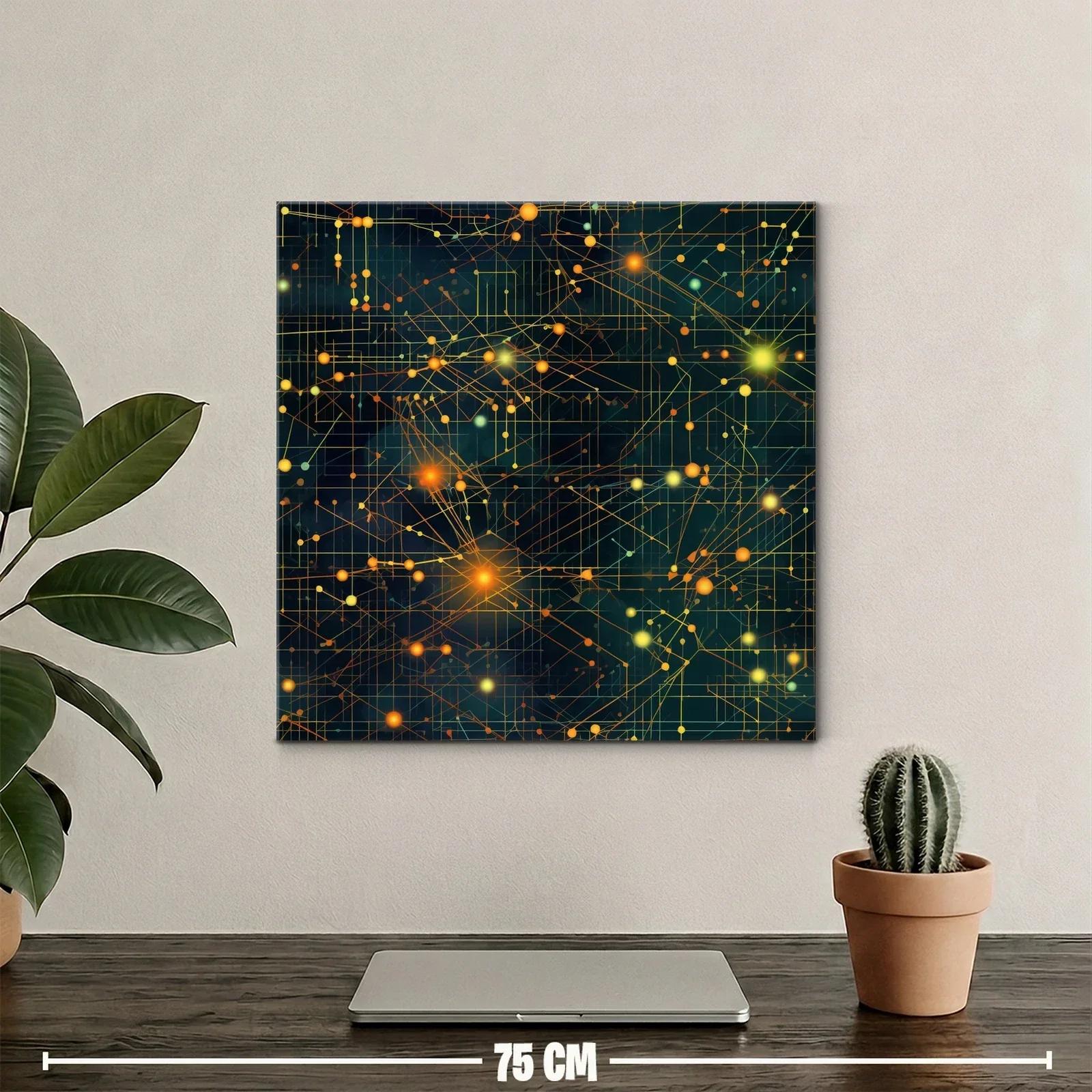 Cuadro abstracto con conexiones luminosas y trazos geométricos — miniatura 2