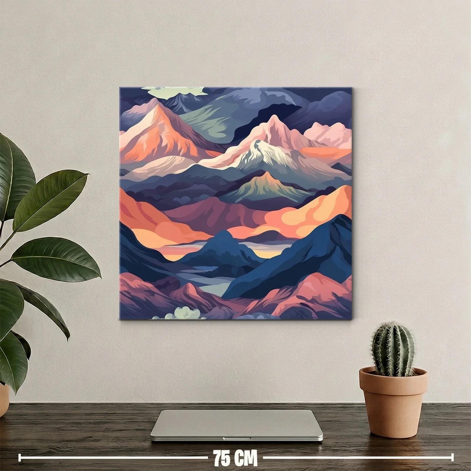 Paisaje de montañas en tonos cálidos y fríos contrastantes — miniatura 2