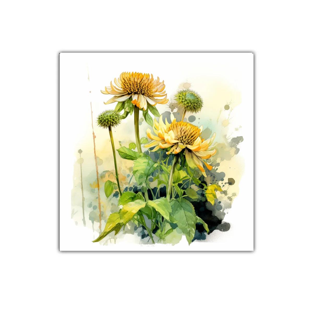 Cuadro decorativo con delicadas flores amarillas y verdes — imagen principal