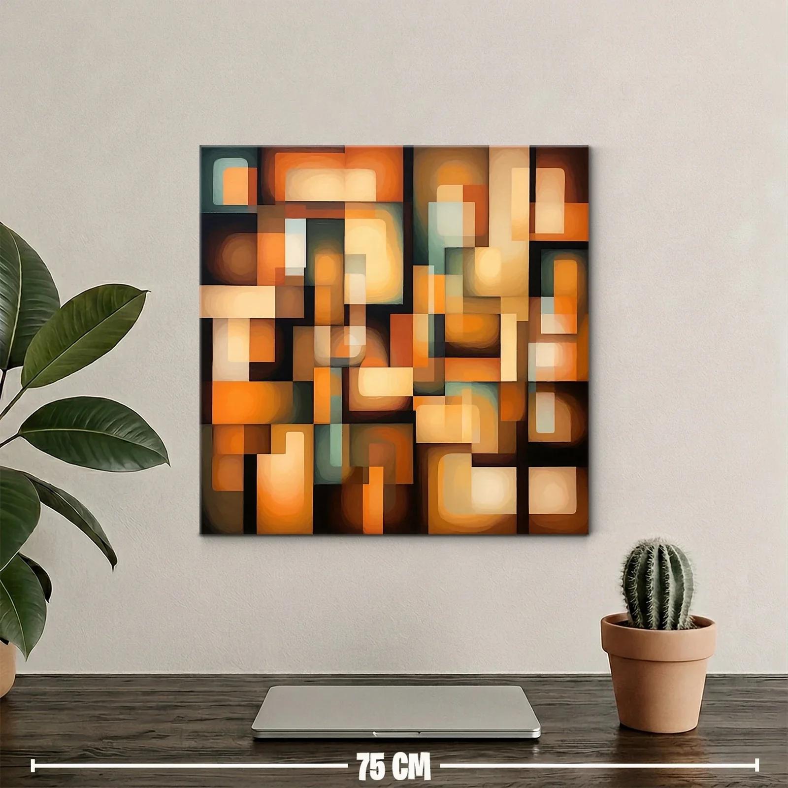 Cuadro abstracto en tonos cálidos y formas geométricas — miniatura 2
