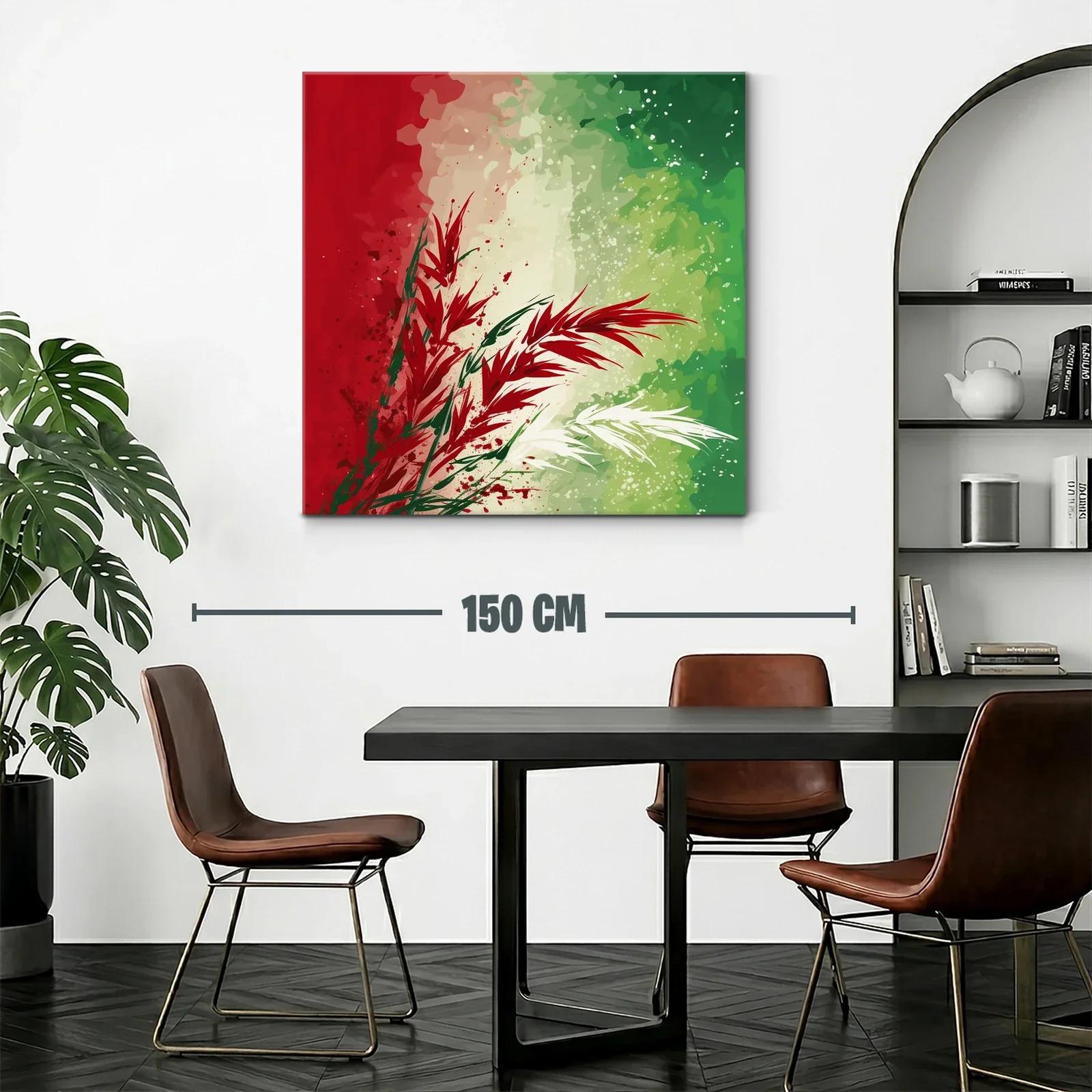 Composición abstracta en rojo verde y blanco vibrante — miniatura 2