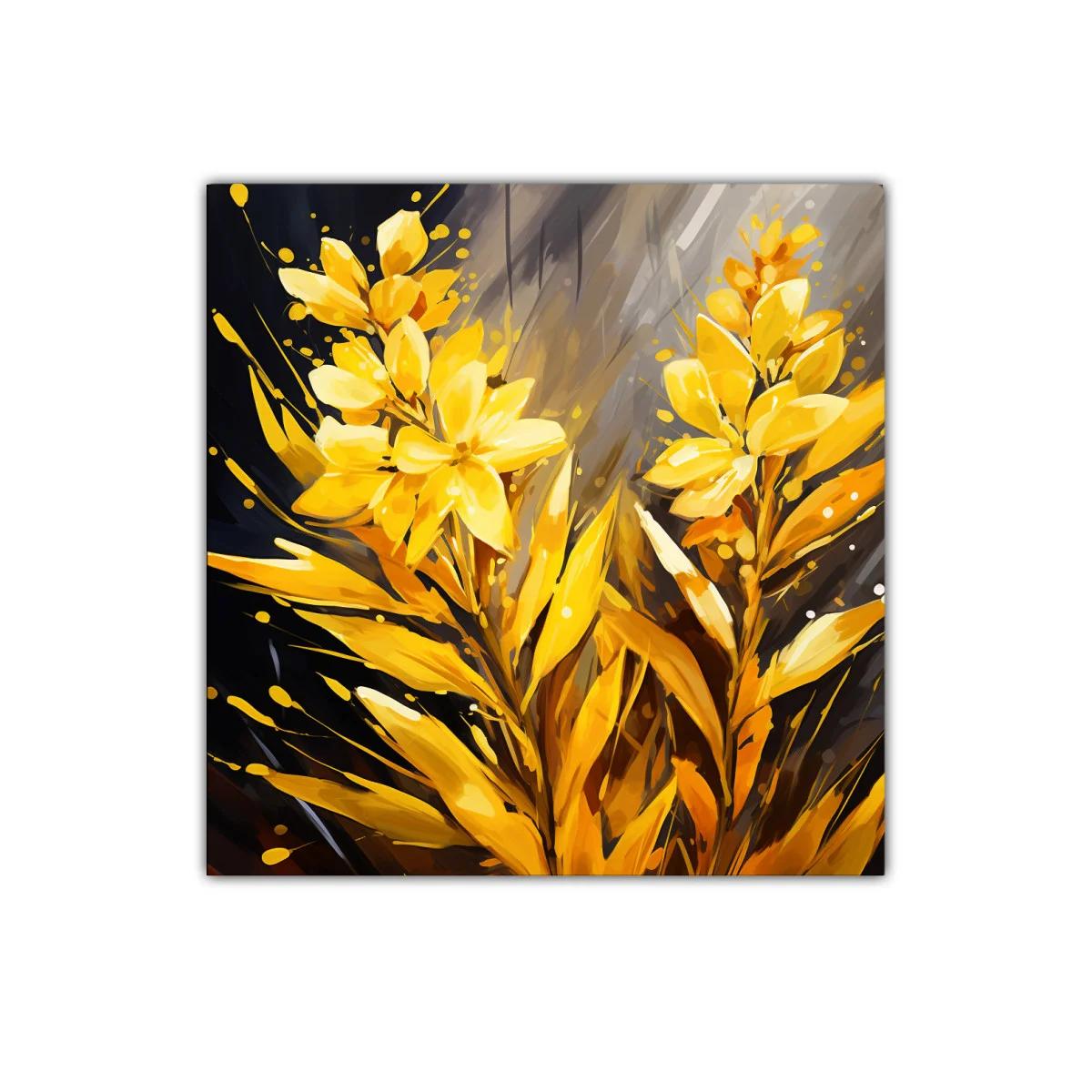 Brillante Cuadro Floral en Tono Amarillo Luminoso — imagen principal