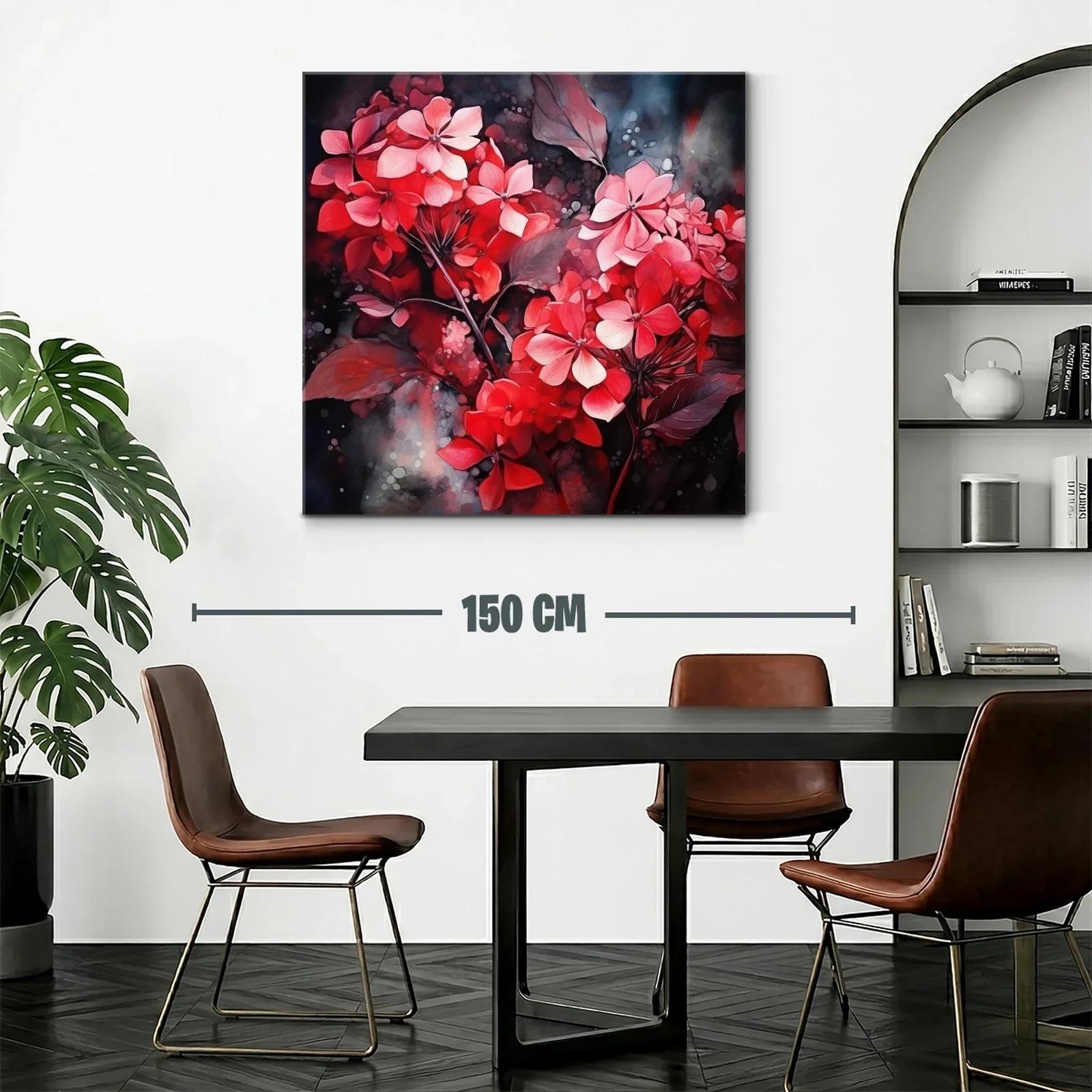 Floral vibrante en tonos rojos y rosas con fondo oscuro — miniatura 2