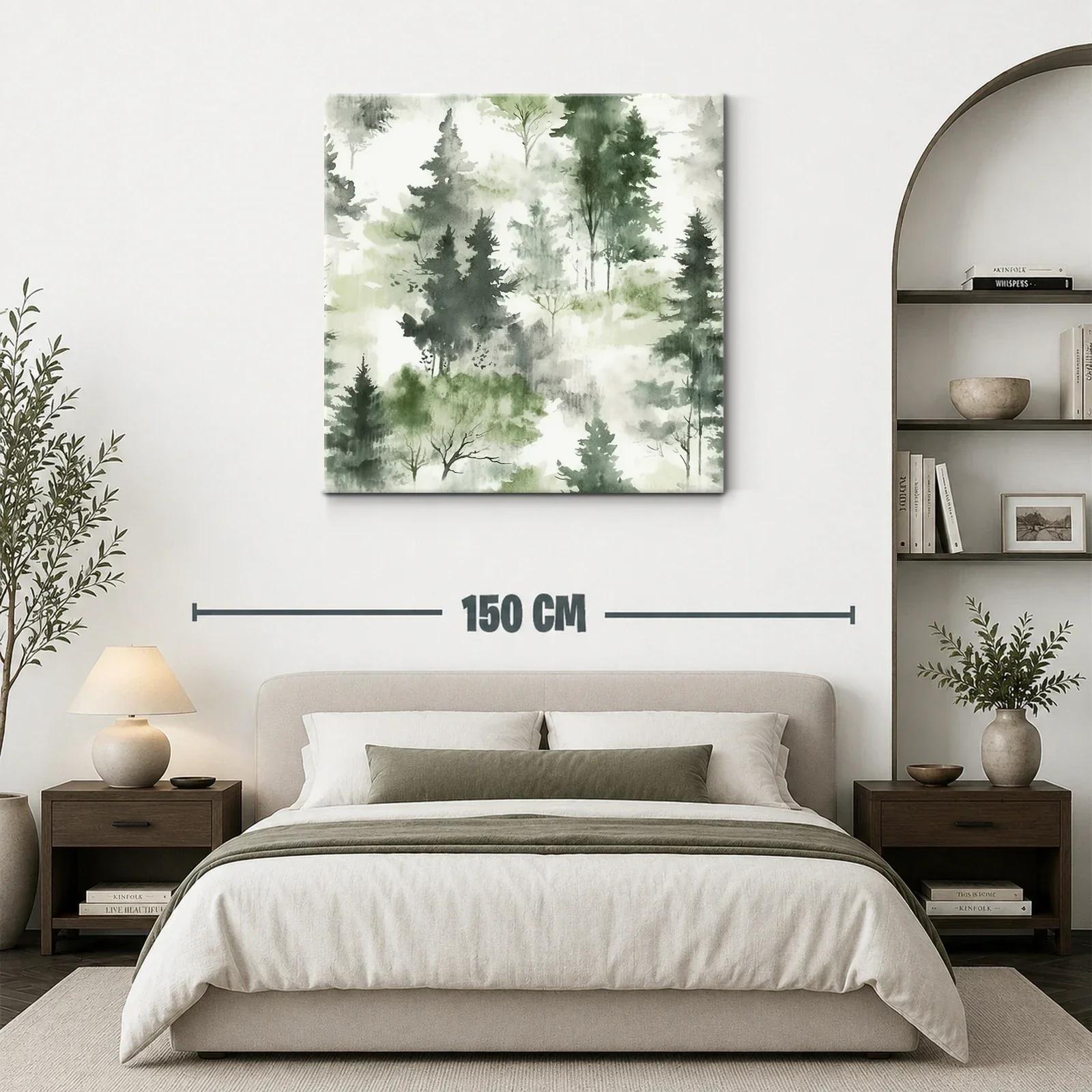 Tranquilo bosque en tonos verdes y grises suaves — miniatura 3