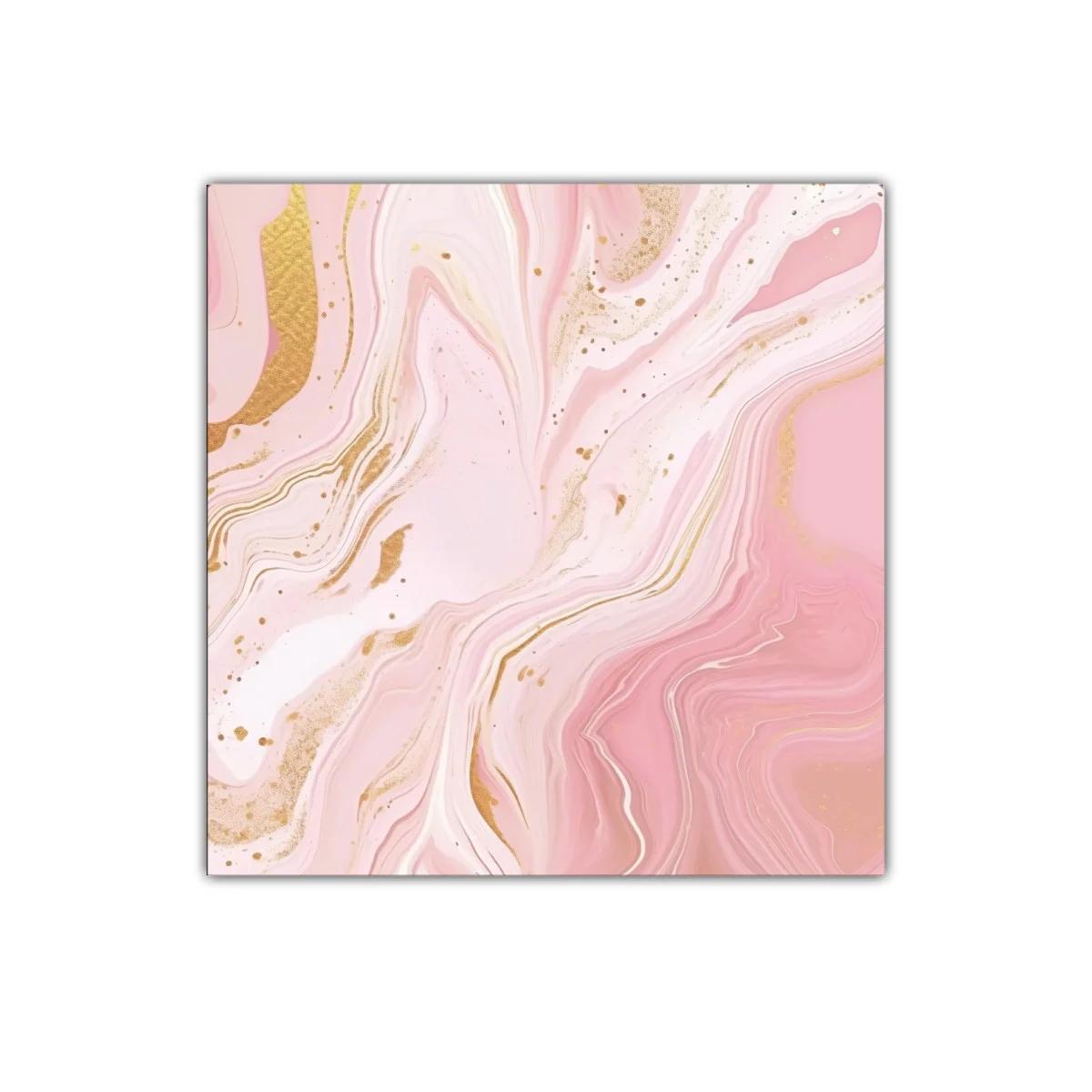 Cuadro decorativo con diseño abstracto en tonos rosa y dorado
