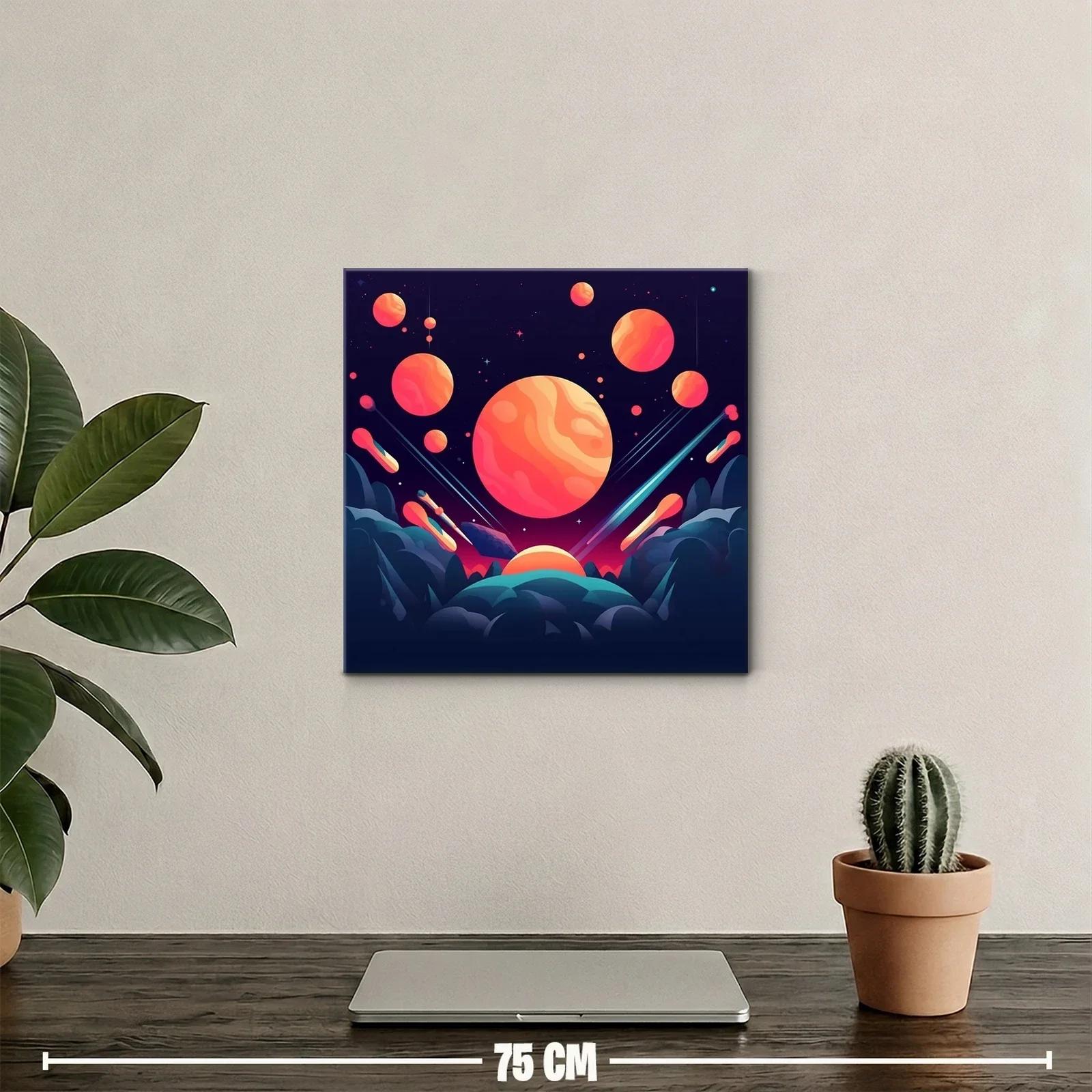 Cuadro abstracto con planetas y cielo estrellado vibrante — miniatura 2