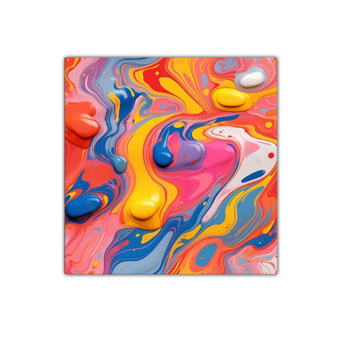 Cuadro abstracto con vibrantes colores vivos y dinámicos