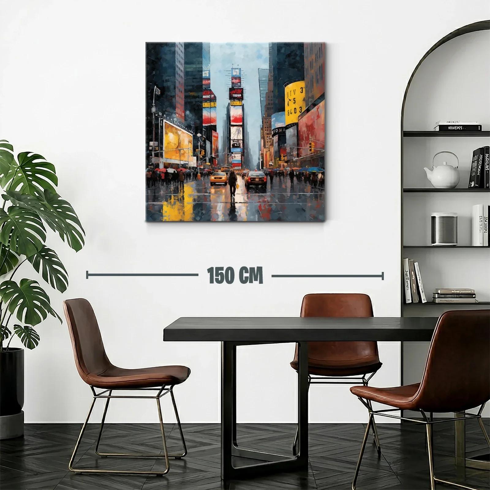 Escena urbana vibrante con reflejos de ciudad lluviosa — miniatura 2