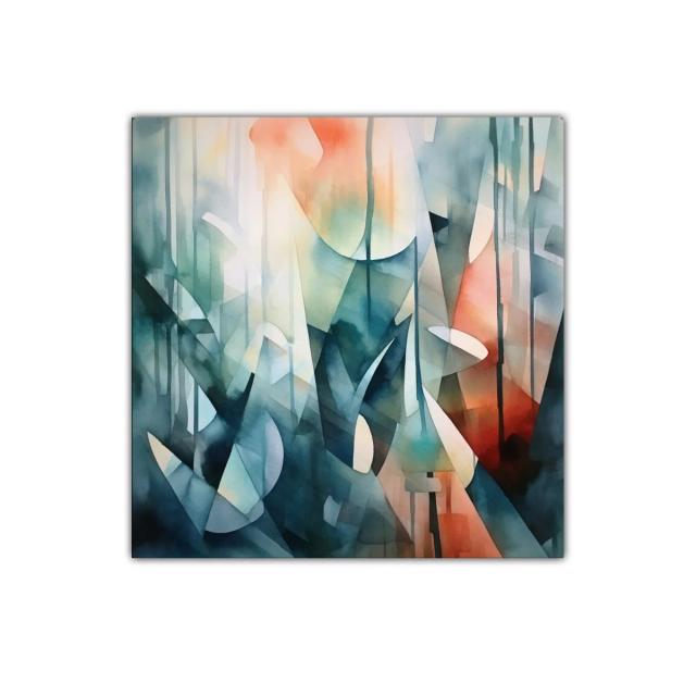 Arte abstracto con formas geométricas y tonos suaves