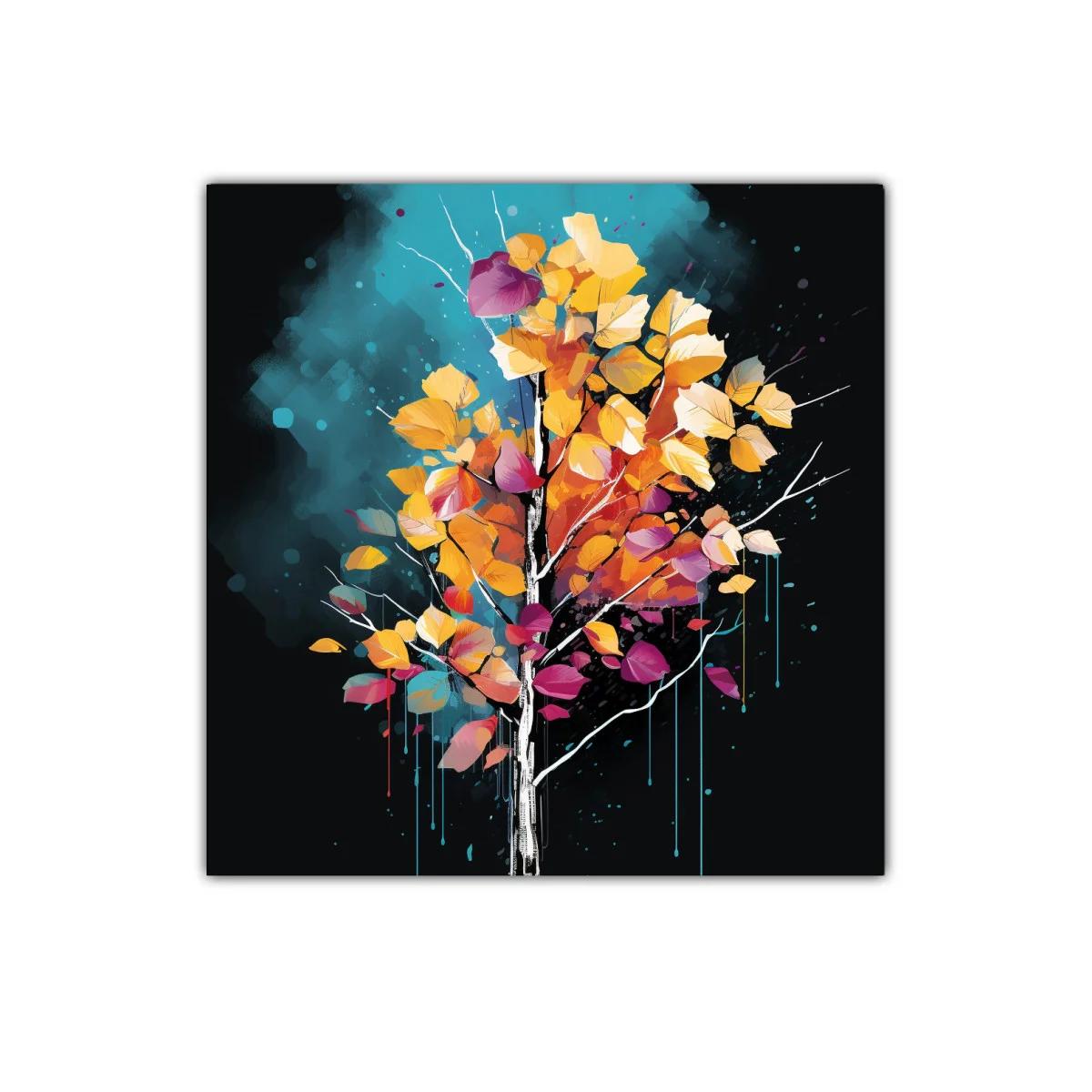 Armonía de otoño con vibrantes hojas en fondo azul oscuro — imagen principal