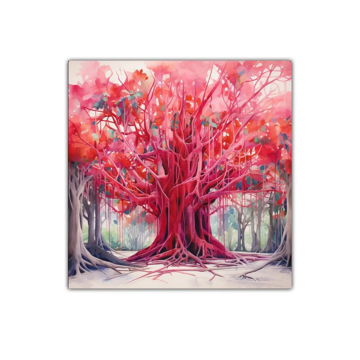 Impresionante árbol rojo en un bosque vibrante — imagen principal