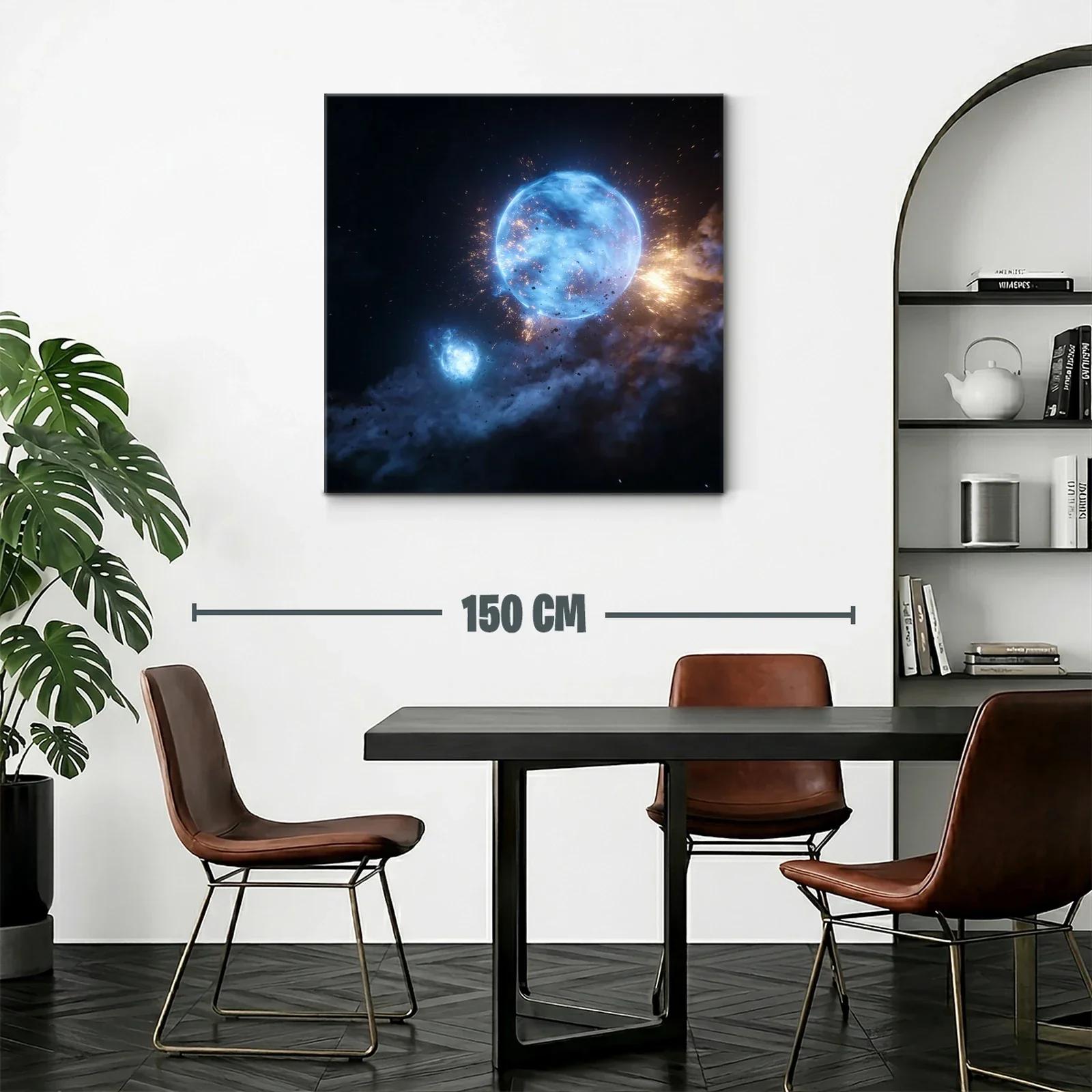 Cuadro Galaxia en Explosión Cósmica Azul y Dorada — miniatura 2