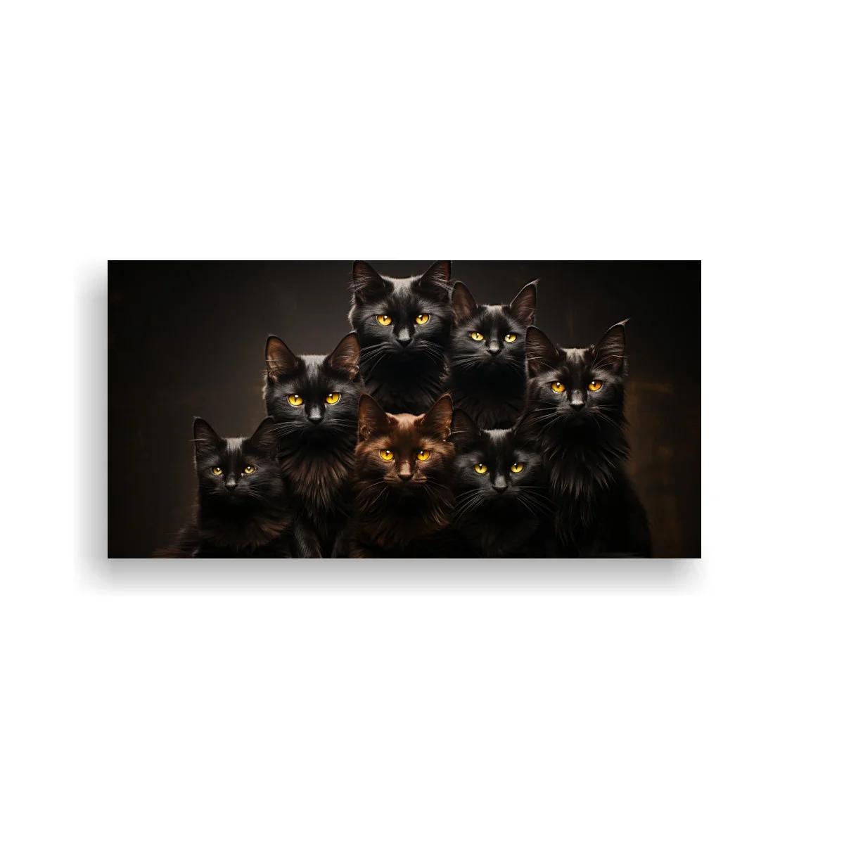 Cuadro grupo de gatos negros de pelo largo