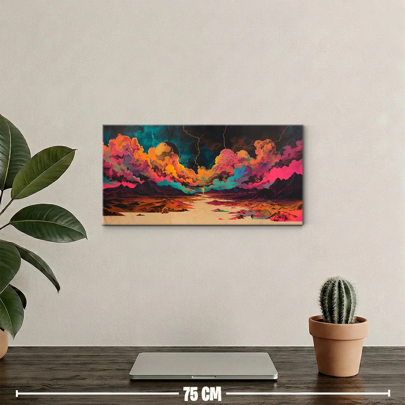Cuadro paisaje de nubes al atardecer con astro redondo — miniatura 2