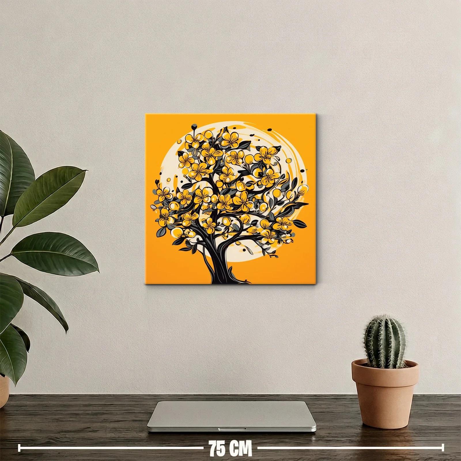 Arbol florido en tonos cálidos para ambientar tu hogar — miniatura 2