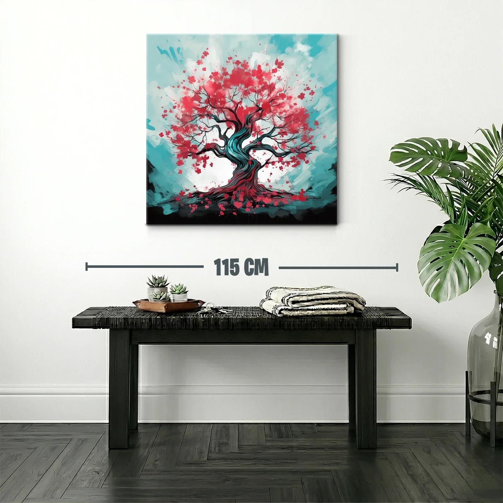 Árbol en flor con vibrantes tonos rojos y azules — miniatura 2