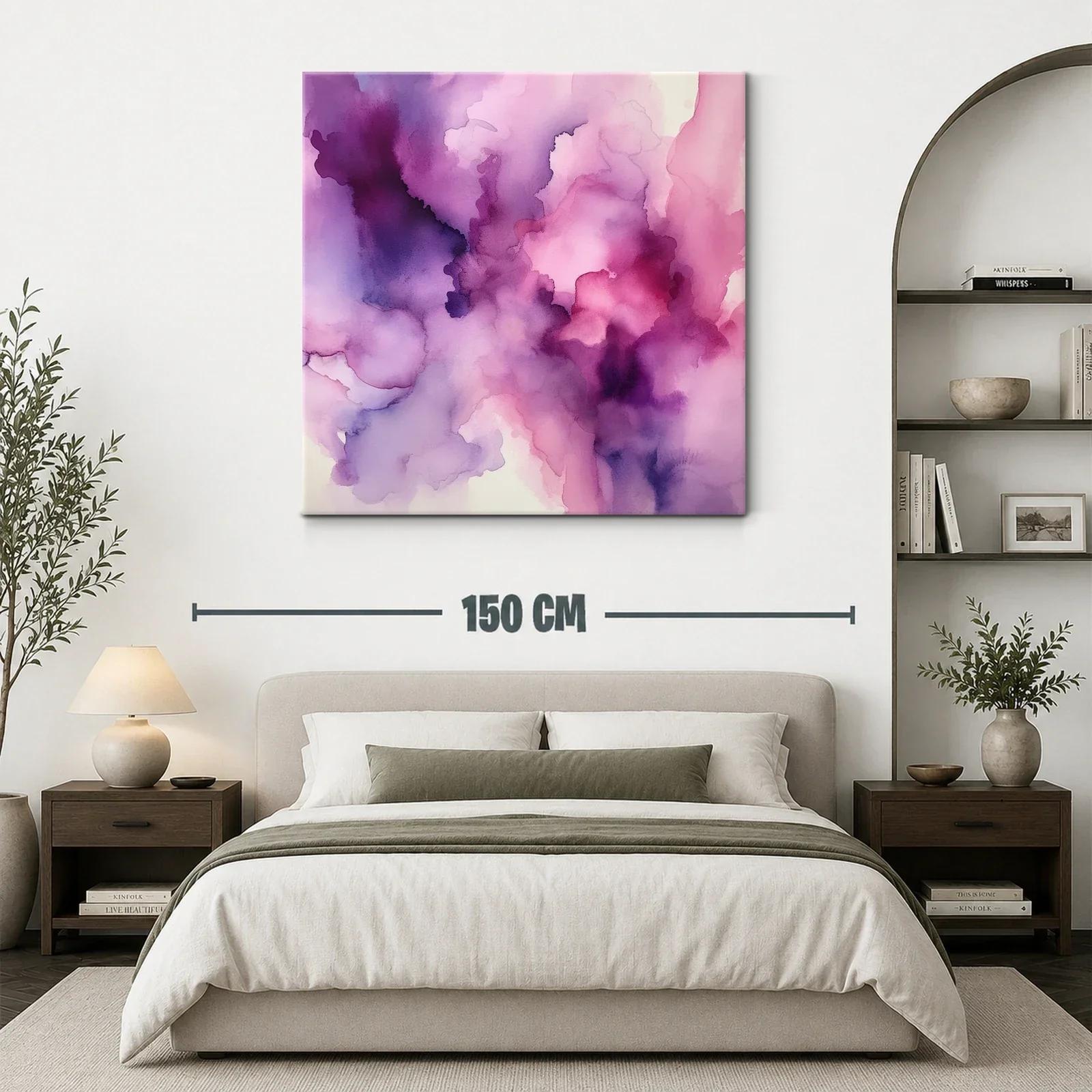 Cuadro abstracto en tonos violetas y rosas suaves — miniatura 3
