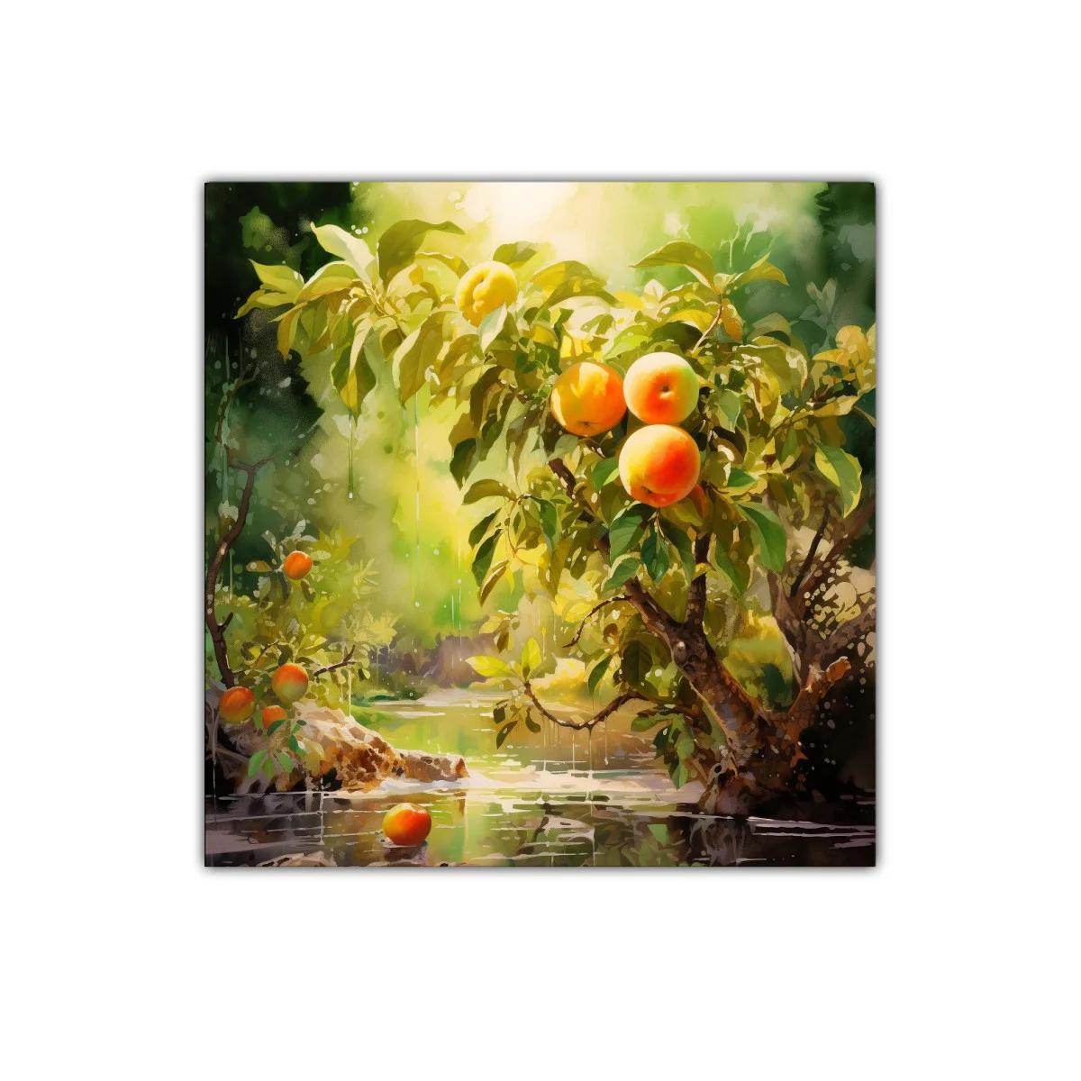 Cuadro decorativo de frutas maduras en jardín luminoso — imagen principal