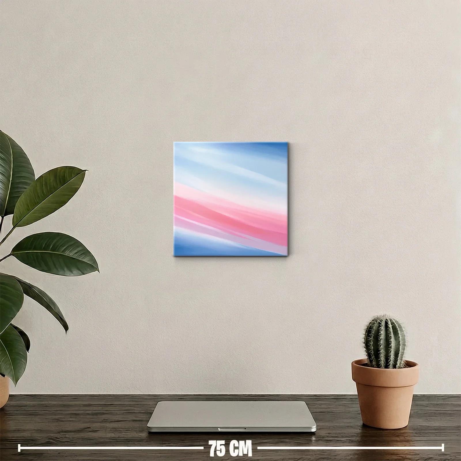 Cuadro abstracto con tonos azules y rosas degradados — miniatura 2