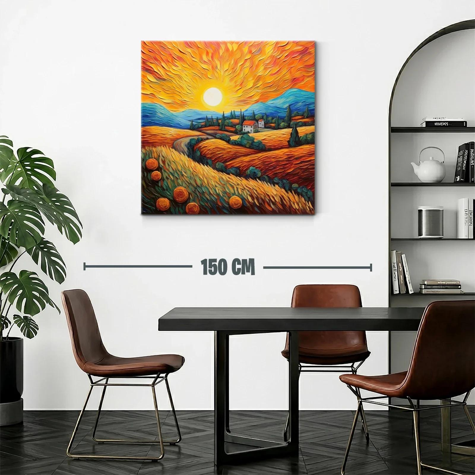 Paisaje vibrante con sol radiante y campos dorados — miniatura 2