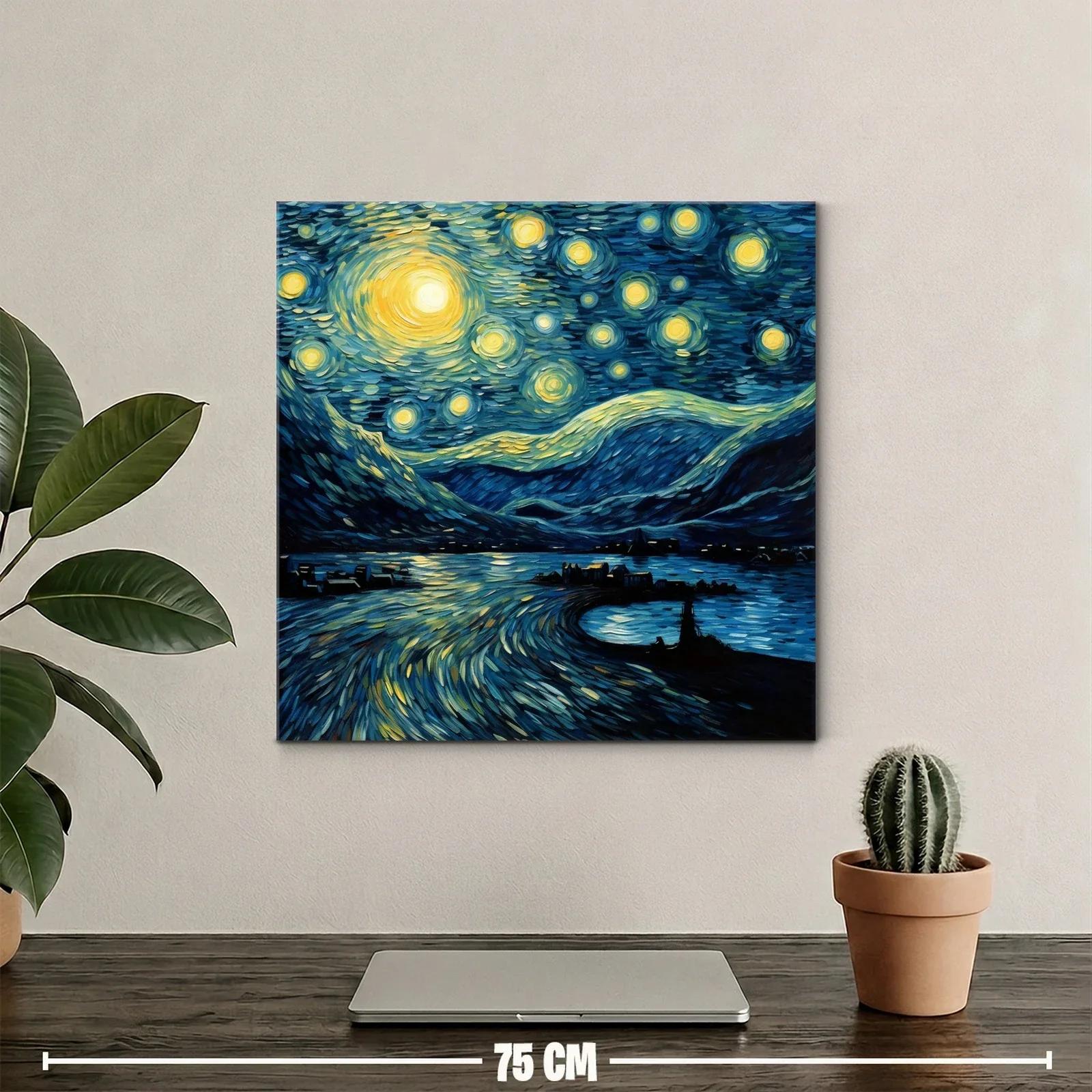 Paisaje nocturno con cielo estrellado y reflejos vibrantes — miniatura 2