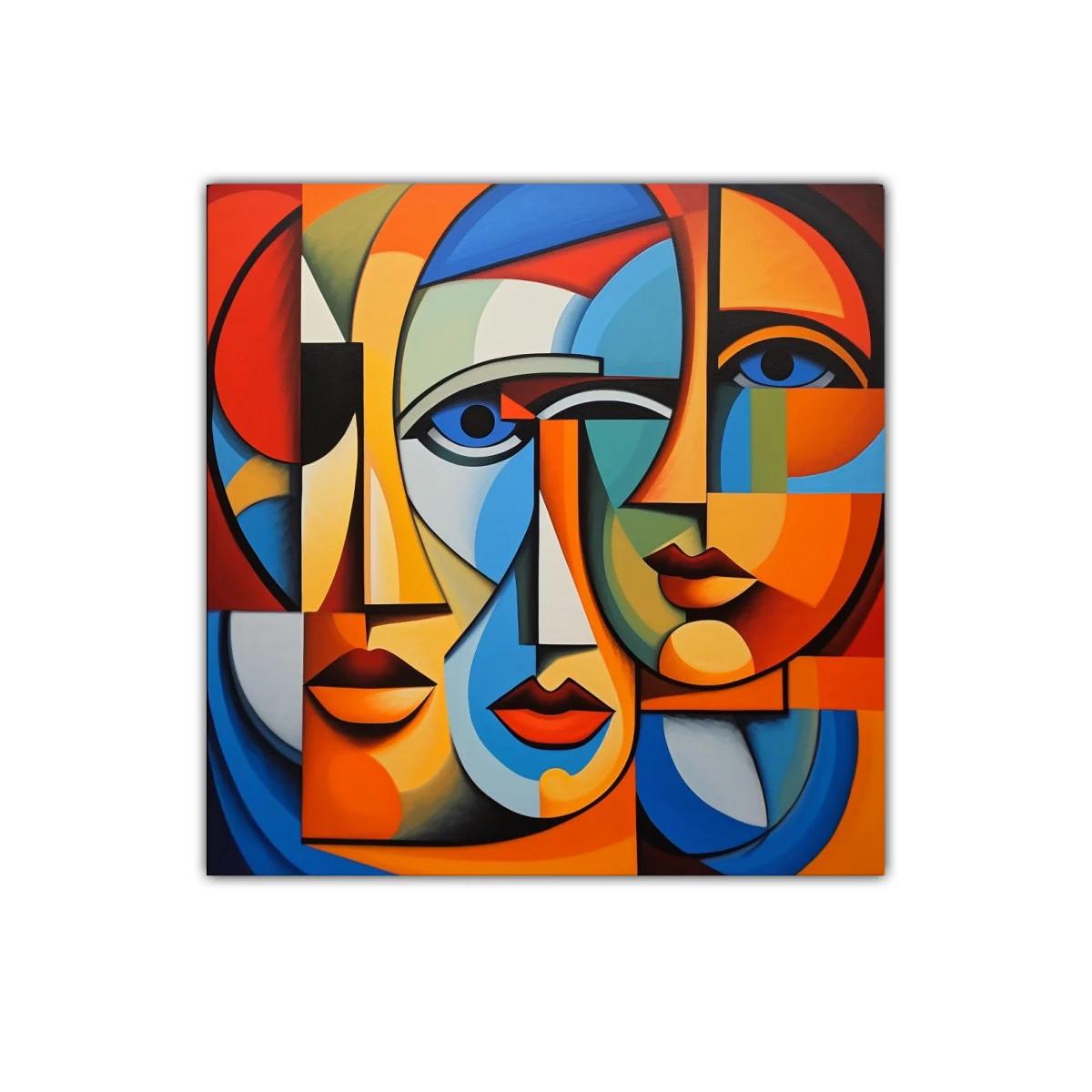 Cuadro decorativo rostros abstractos en colores vibrantes