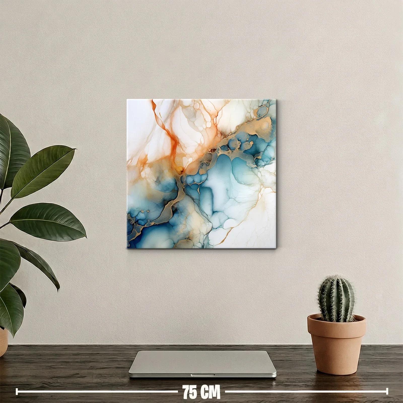 Composición abstracta con tonos azules y dorados cálidos — miniatura 2
