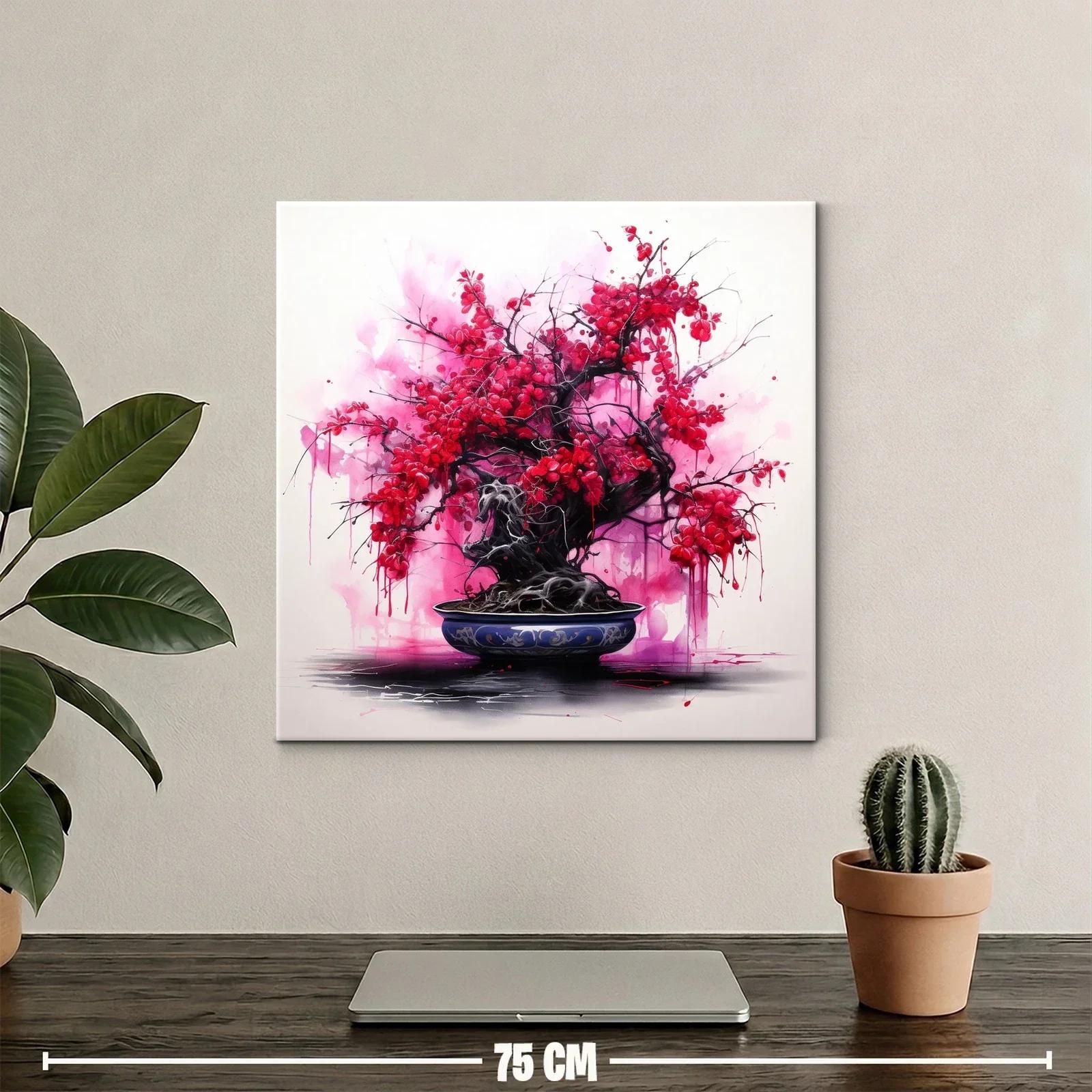 Árbol Bonsái con Flores Rojas Vibrantes — miniatura 2
