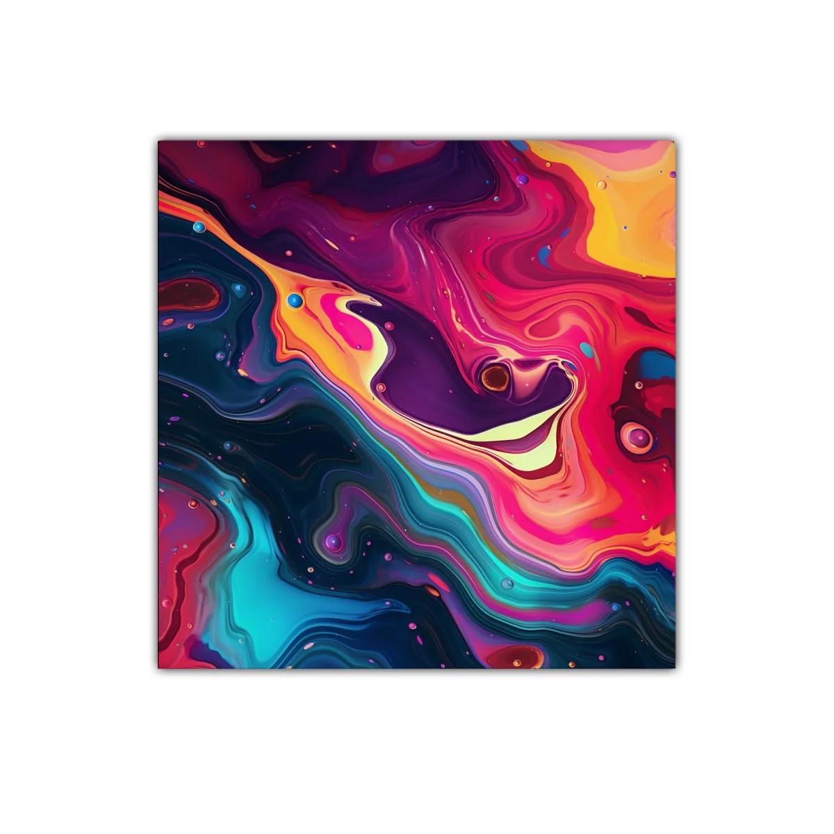 Cuadro abstracto con vibrantes ondas de color energético