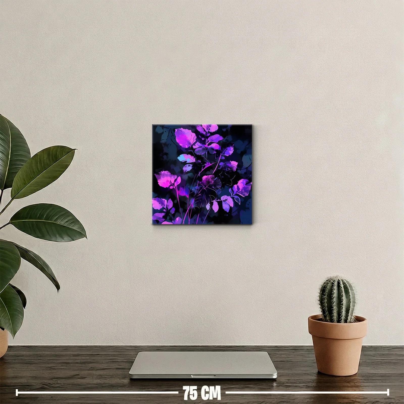 Cuadro decorativo con hojas en tonos violetas y azules oscuros — miniatura 2
