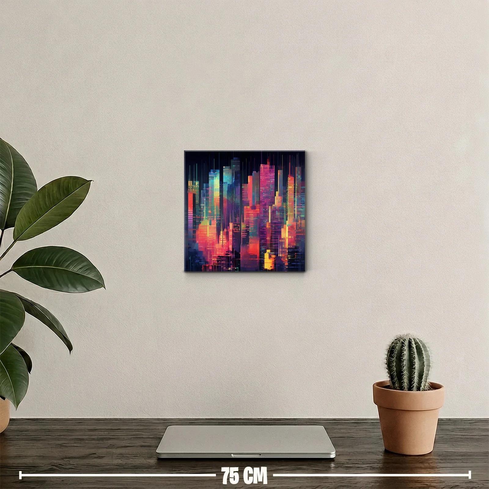 Cityscape nocturno vibrante con luces de neón coloridas — miniatura 2
