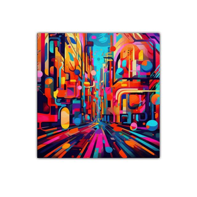 Urbanismo vibrante en colores intensos y formas dinámicas