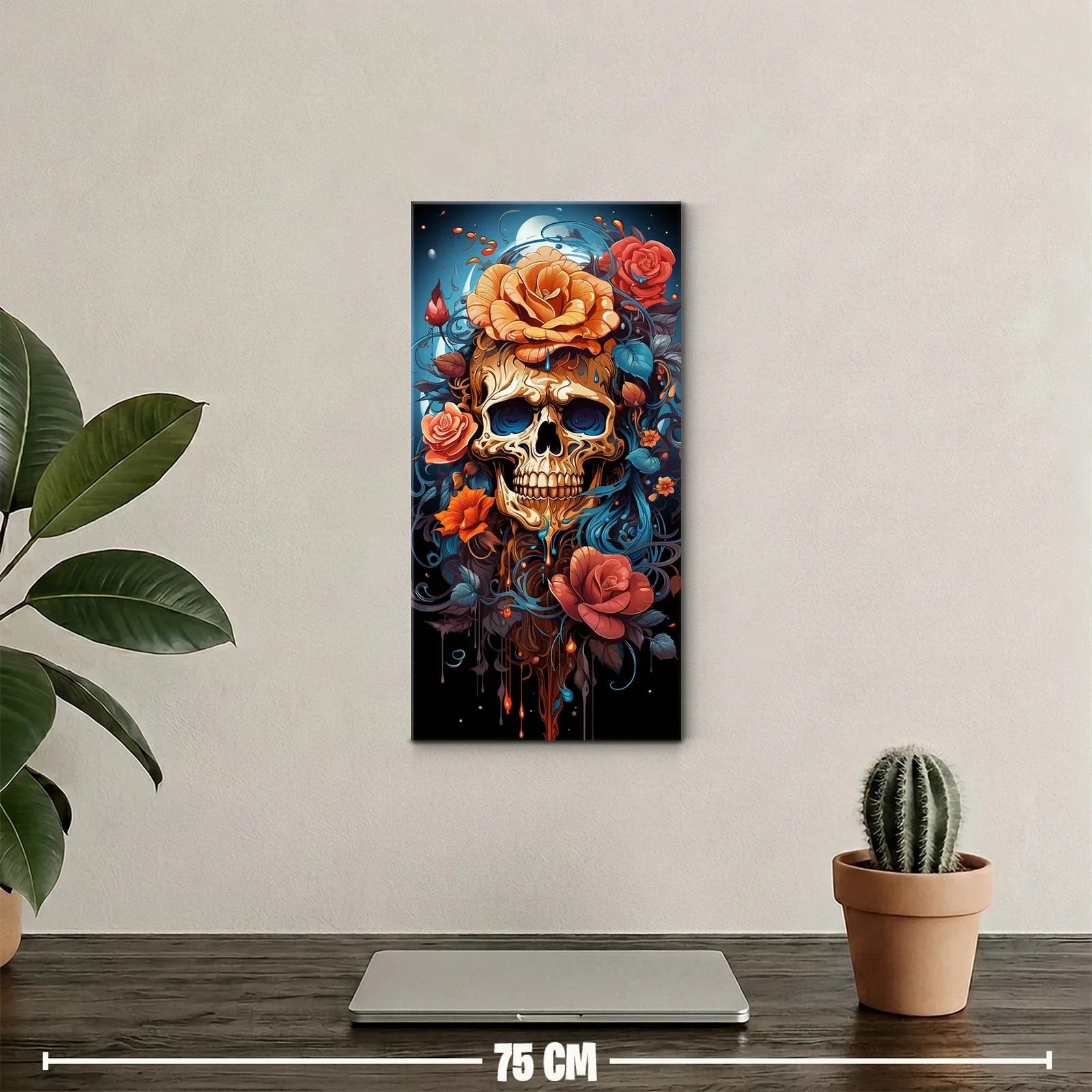 Cuadro calavera humana rodeada de rosas — miniatura 2