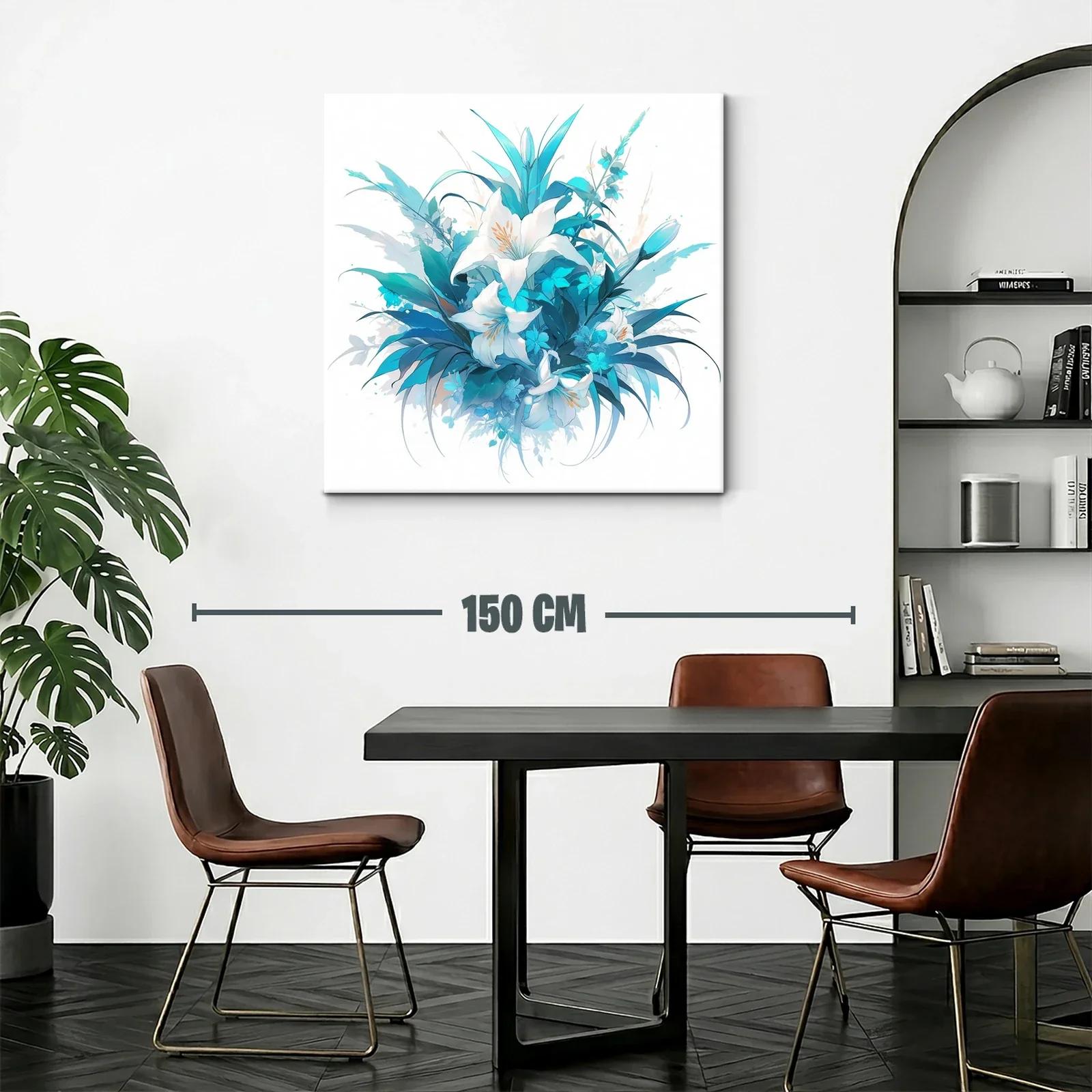 Cuadro floral con lirios en tonos azules y blancos — miniatura 2