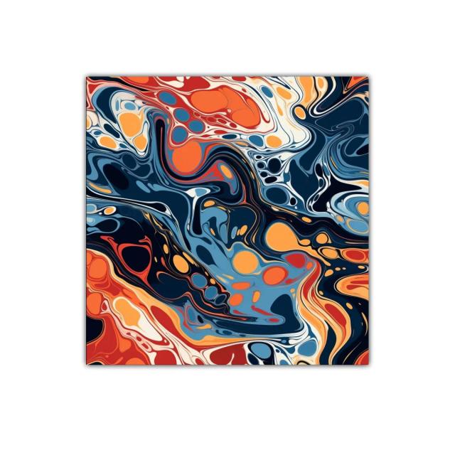 Cuadro abstracto con tonos cálidos y fríos vibrantes