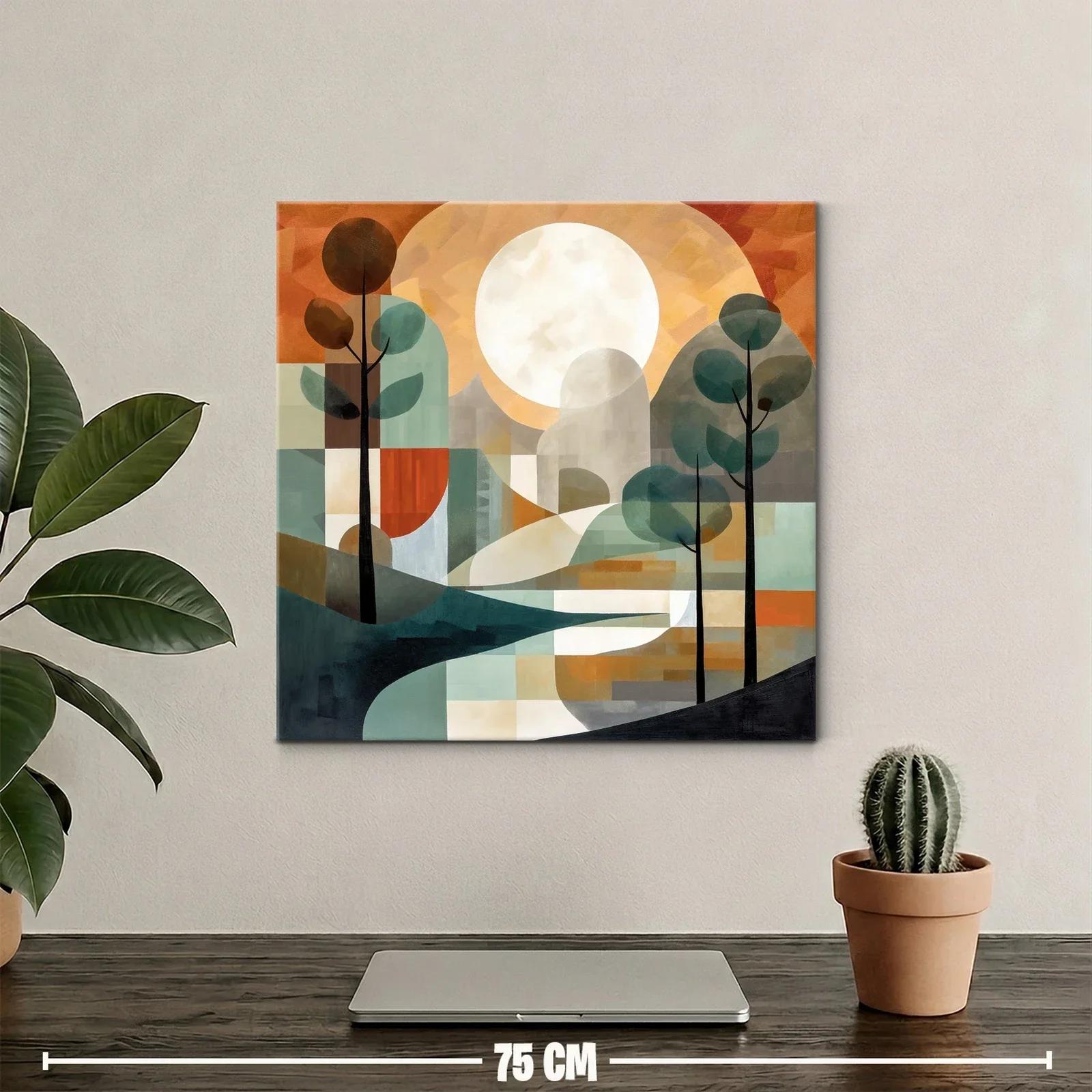 Paisaje abstracto con árboles y gran luna brillante — miniatura 2