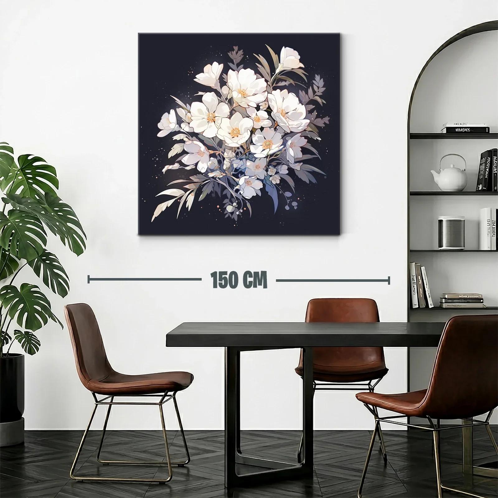 Ramo de flores blancas sobre fondo oscuro elegante — miniatura 2