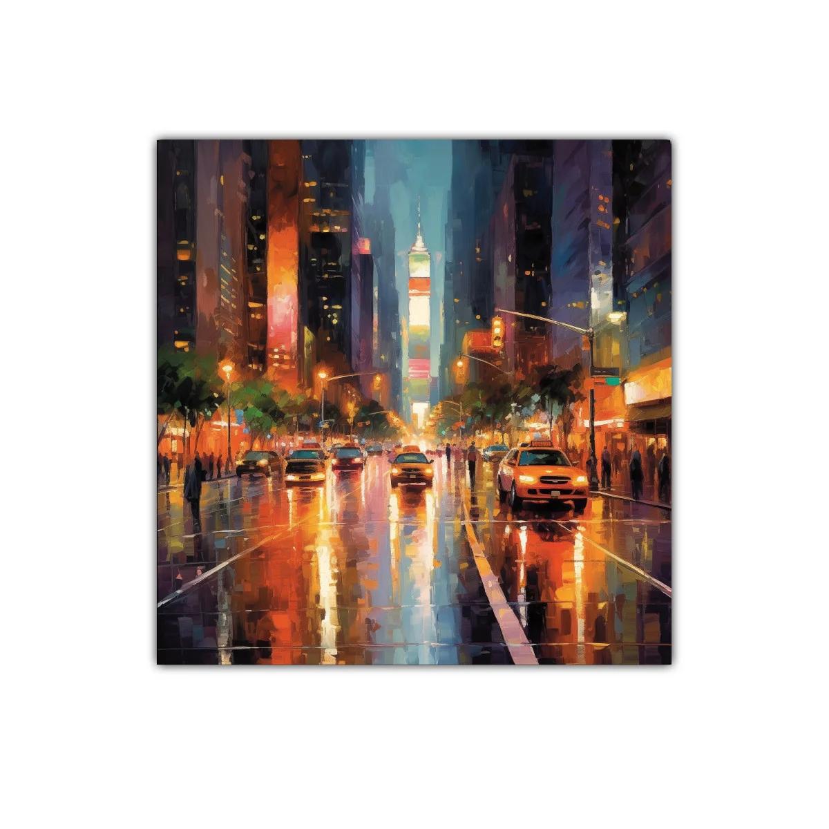 Atardecer urbano con taxis en ciudad vibrante — imagen principal