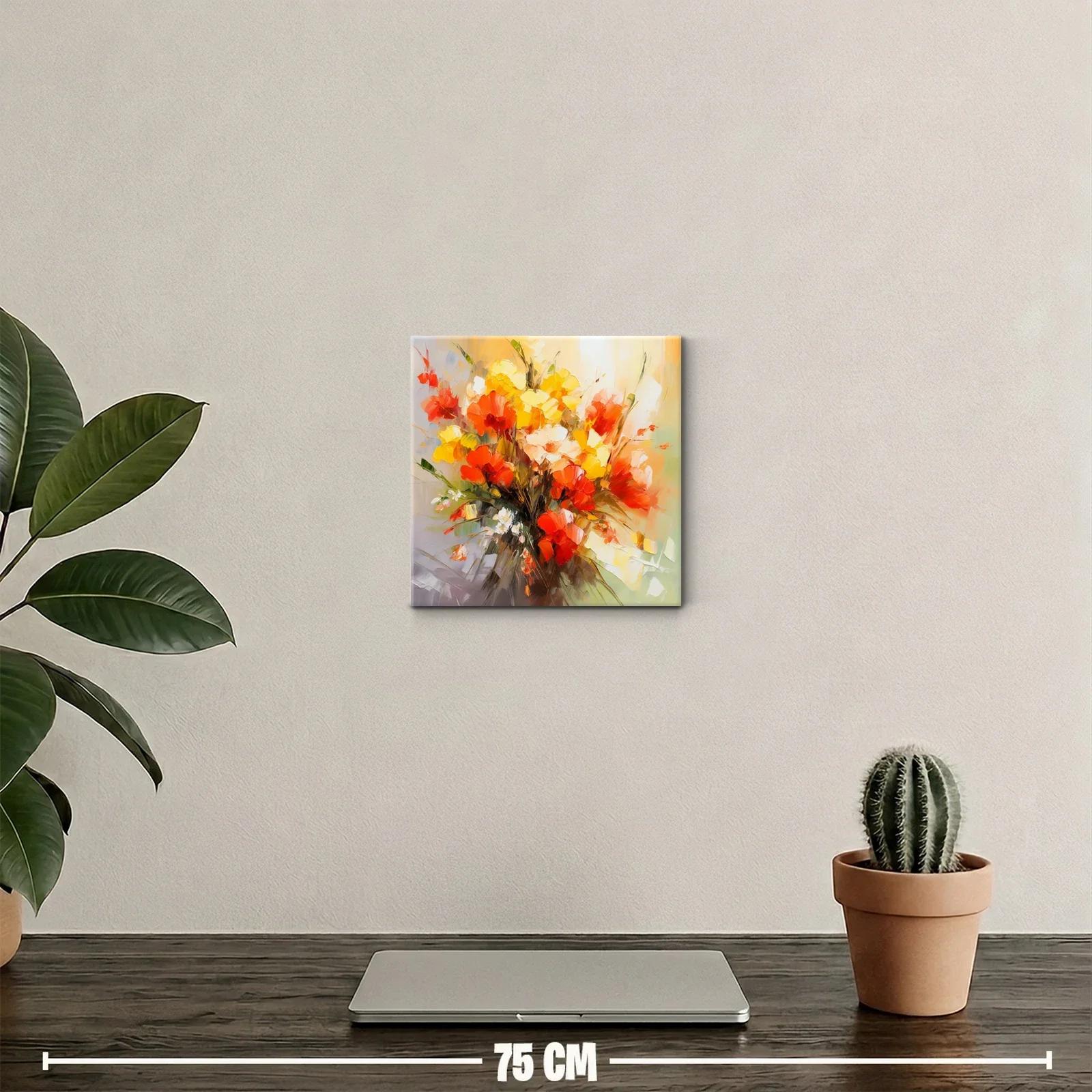 Cuadro decorativo con ramo vibrante de flores cálidas — miniatura 2