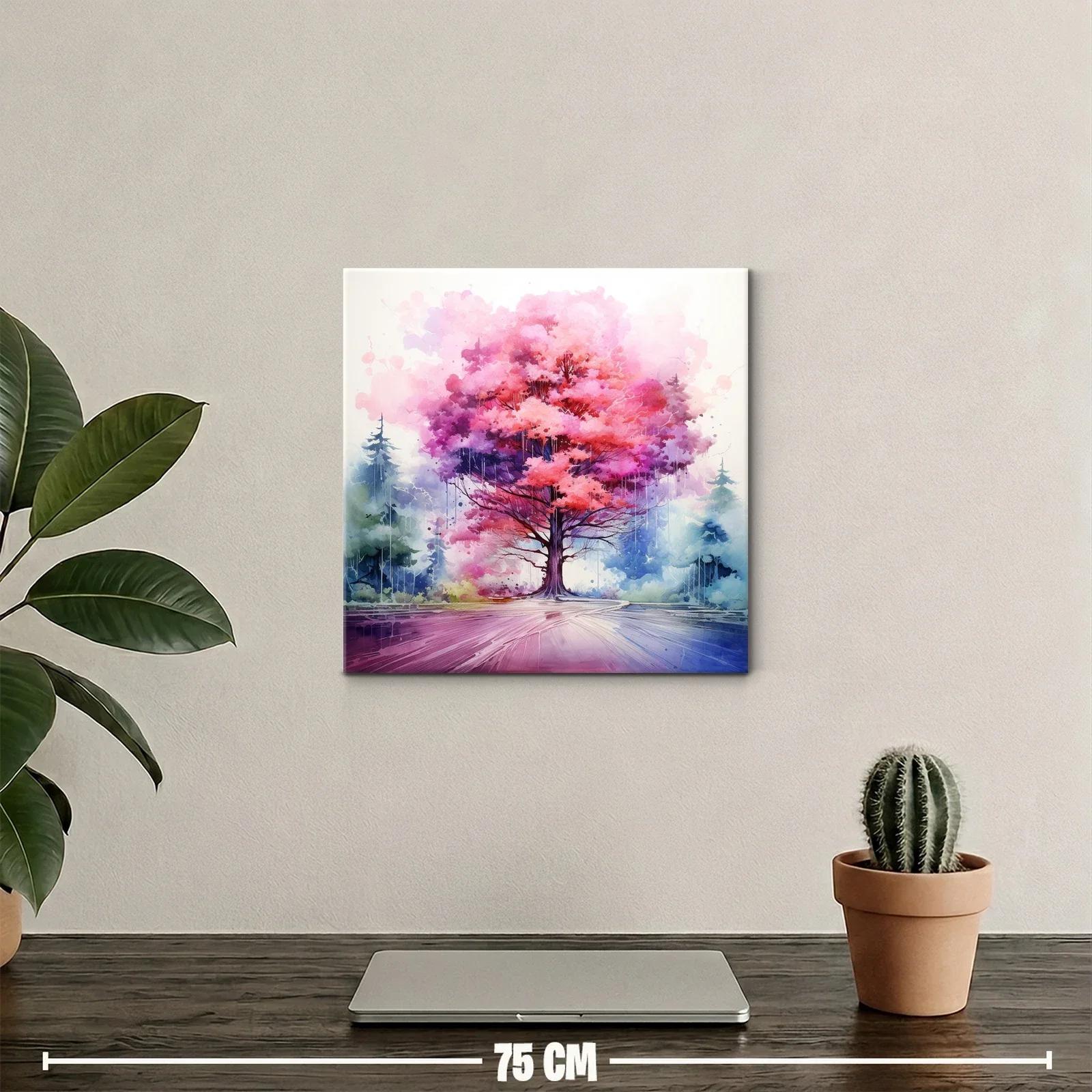 Árbol vibrante en tonos rosas y púrpuras con entorno nebuloso — miniatura 2